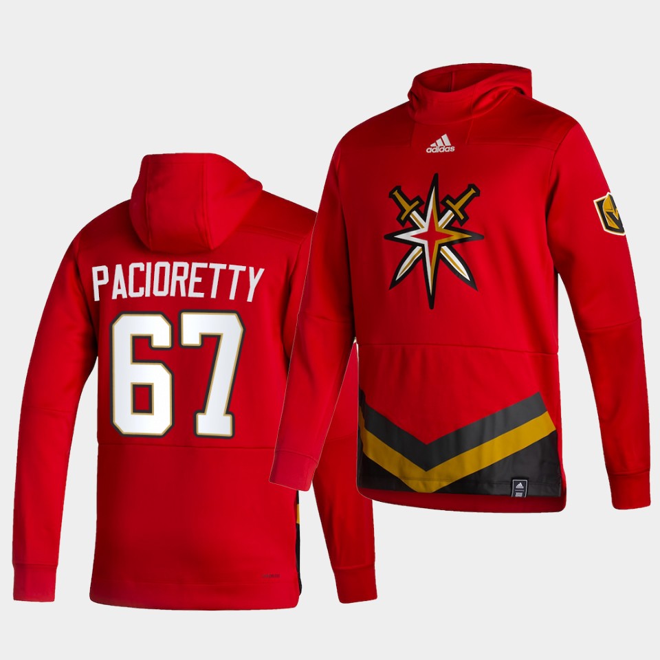 Men Vegas Golden Knights #67 Pacioretty Red NHL 2021 Adidas Pullover Hoodie Jersey